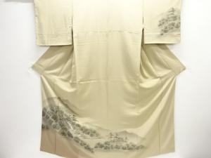 未使用品　滝に寺塔風景模様訪問着